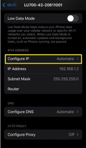 Tap "Configure IP"